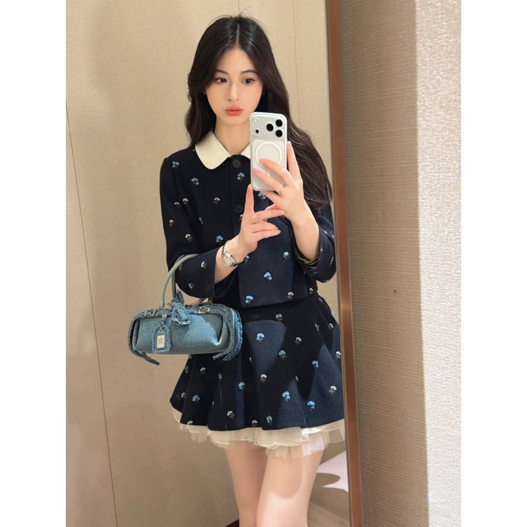 JR 专柜正品 2026秋季新款 翻林花朵单排扣短外套上衣女XSJ4W05B