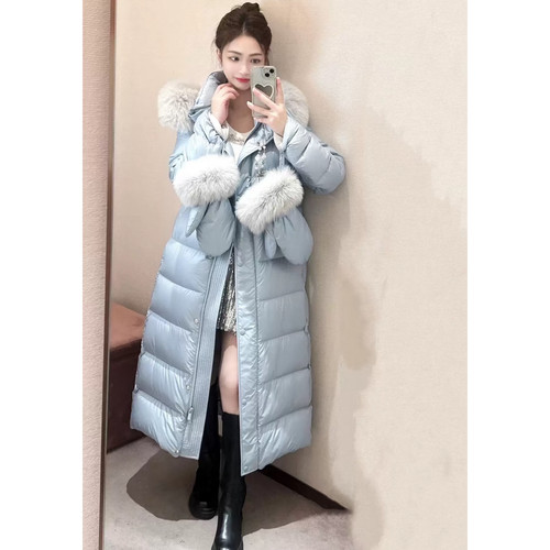 JR 专柜正品2025冬季新款 连帽鹅绒长款羽绒服外套大衣女Q166001E