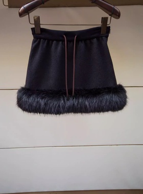 JR 2025冬季新款 千金风松紧时尚毛绒抽绳A字裙半身短裙XRJ7Q05B