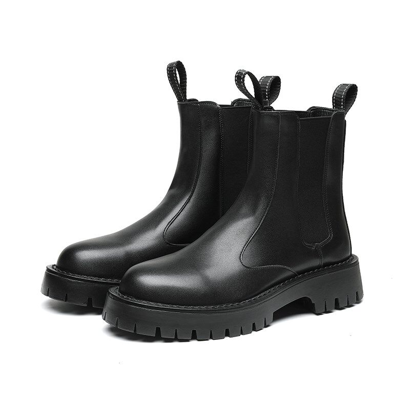 WINTER LEATHER CHELSEA BOOTS MENS CLAY BOOTS HIGH-TOP COTTON SHOES MARTIN BOOTS BRITISH STYLE HIGH-TOP BOOTIES