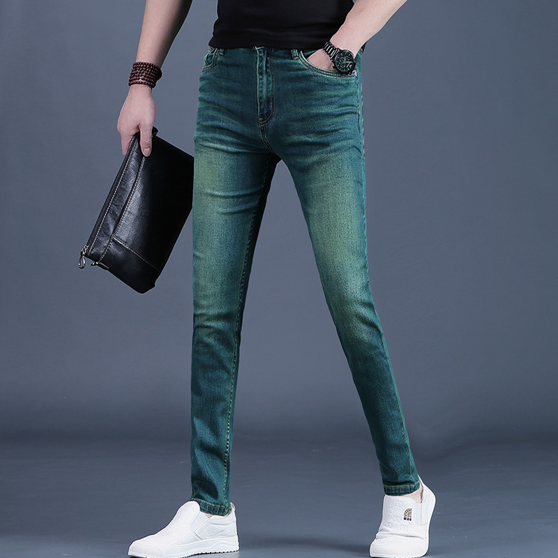 2025新款男装裤子男牛仔裤男士潮流修身小脚弹力休闲长裤潮牌薄款