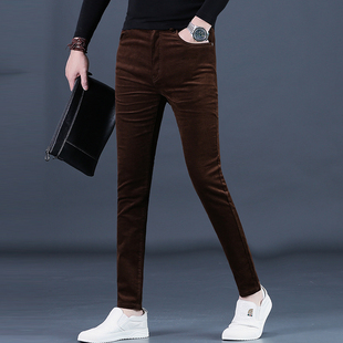 秋冬灯芯绒裤子男士休闲裤潮流修身小脚厚款条绒长裤2025爸爸男装