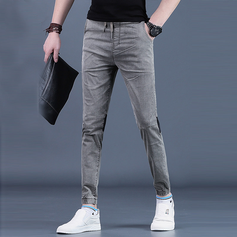 牛仔裤男夏款韩版潮流修身小脚薄