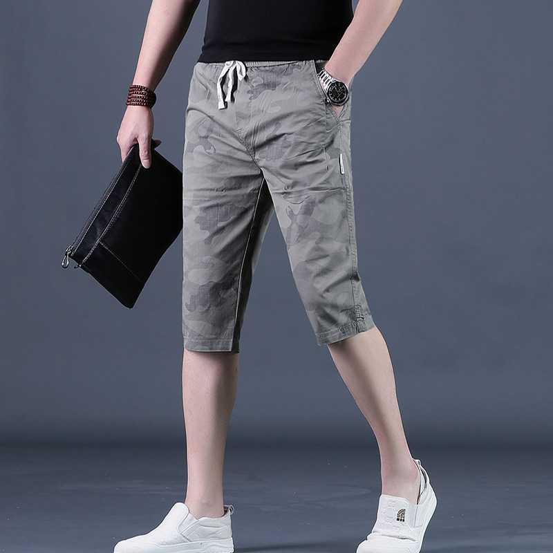 夏季七分裤男士迷彩休闲裤宽松7分中裤薄款直筒马裤2025上新男装