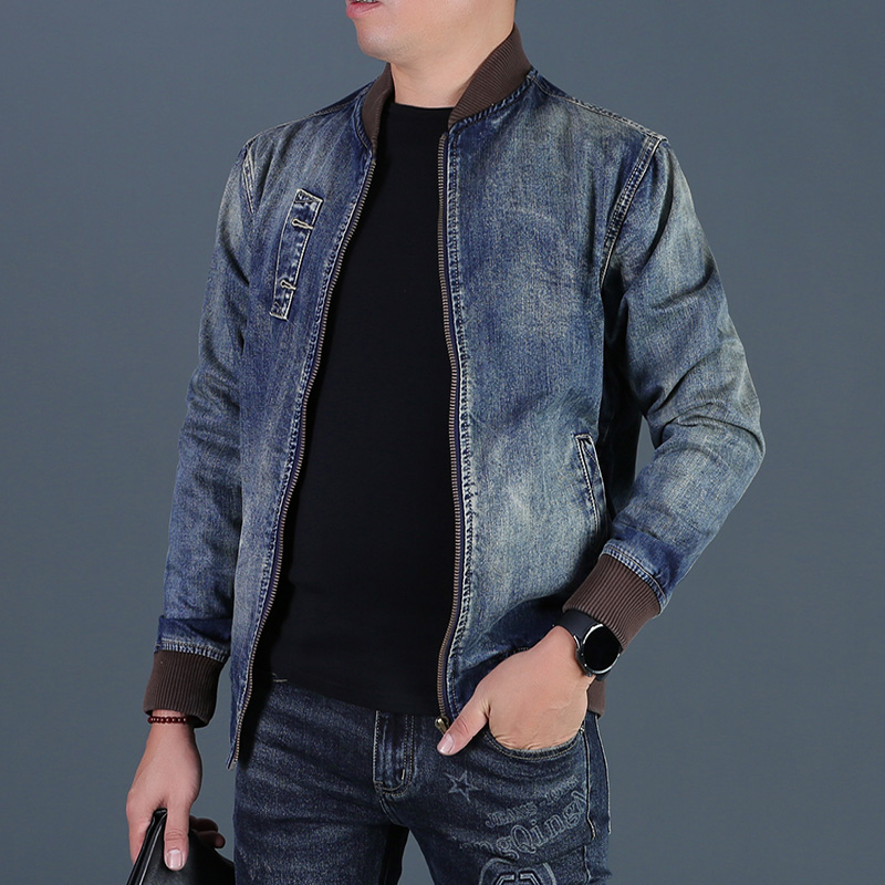 牛仔外套男士潮牌痞帅飞行夹克男