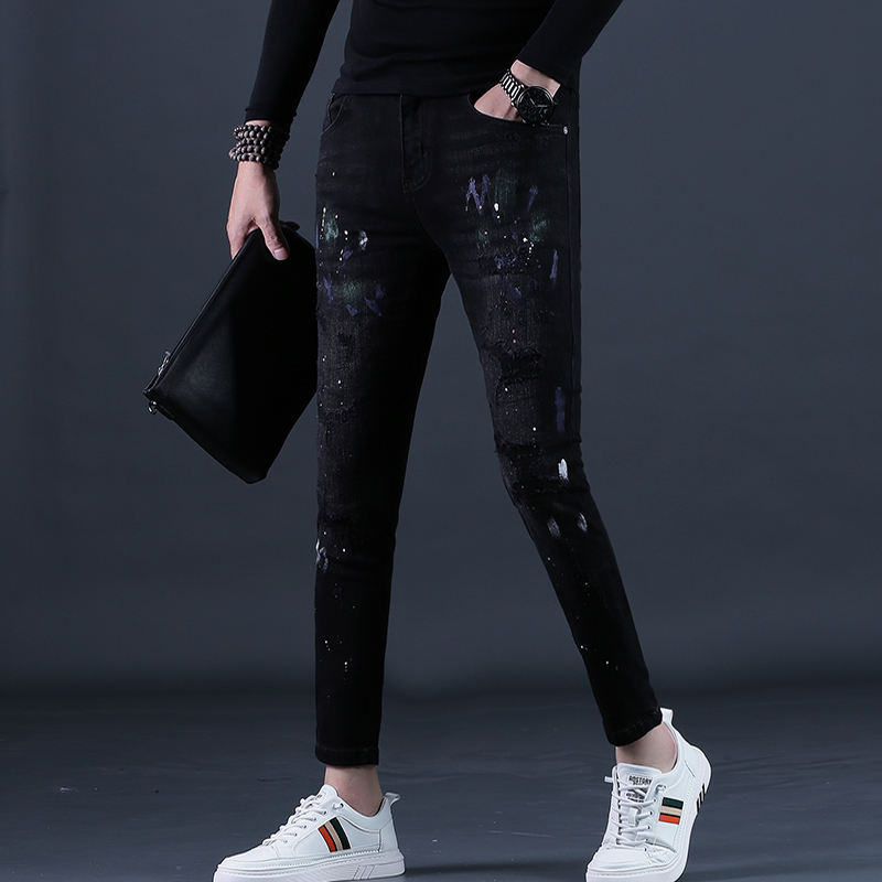 九分裤男士牛仔裤秋款潮牌修身