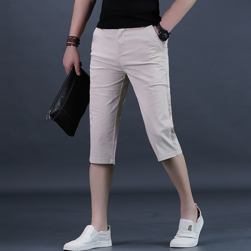 夏季裤子男七分裤男士休闲裤潮流修身中裤薄款7分短裤25上新男装