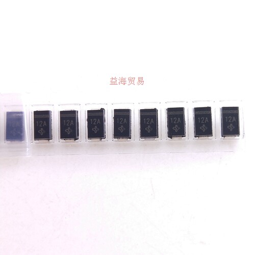 TVS瞬态抑制二极管P4SMA12A 全新原装400W单向 丝印12A DO-214AC