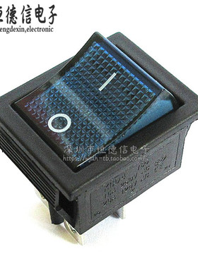 KCD4船型开关 翘板电源按钮 2档4脚蓝色带灯 16A 250V 31x25