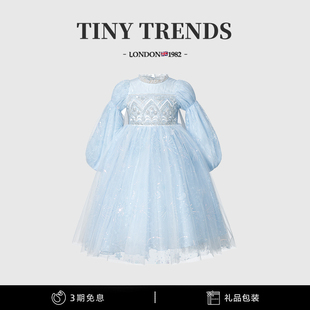 女童爱莎连衣裙秋冬款冰雪奇缘小女孩elsa雪花礼服儿童生日公主裙