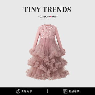 女童连衣裙秋冬款小女孩小女孩生日礼服蓬蓬裙儿童亮片网纱公主裙