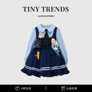 女童朱迪兔子警官cos服秋季款小女孩洛丽塔公主裙儿童生日连衣裙