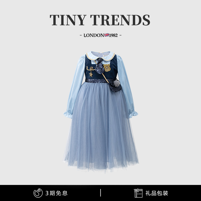 女童朱迪公主裙蓬蓬网纱连衣裙