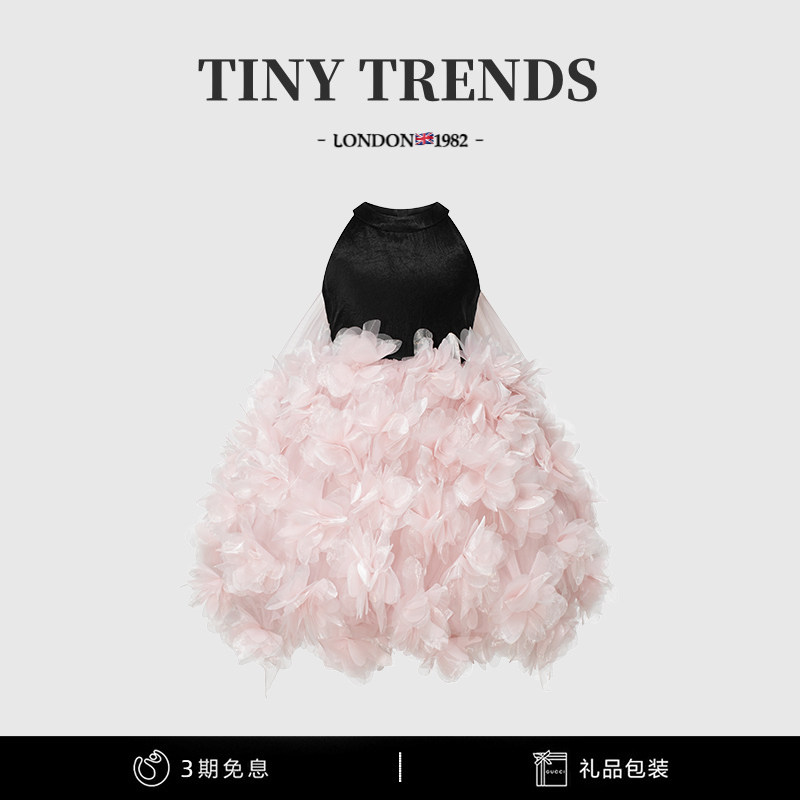 女童高级定制手工连衣裙高端儿童生日蓬蓬公主裙小女孩花瓣礼服裙