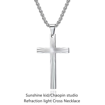 欧美小众设计折射光线十字架吊坠