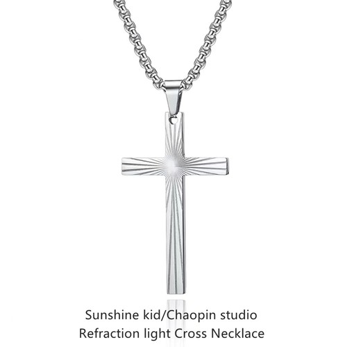 欧美小众设计折射光线十字架吊坠