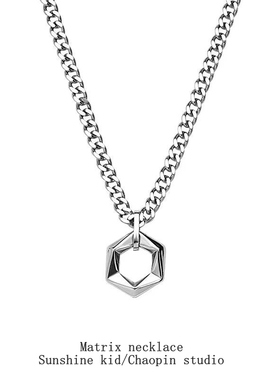 高级感锁骨链项链古巴链几何吊坠