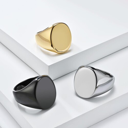 欧美简约椭圆钨钢戒指男士