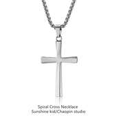 嘻哈ins男潮螺旋十字架项链简约个性 男士 吊坠钛钢男生百搭配饰品