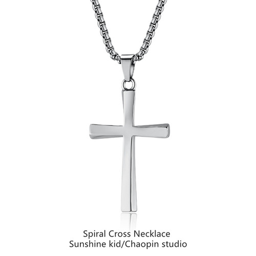 男潮螺旋十字架项链简约