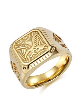 欧美钛钢老鹰戒指男士小众设计感