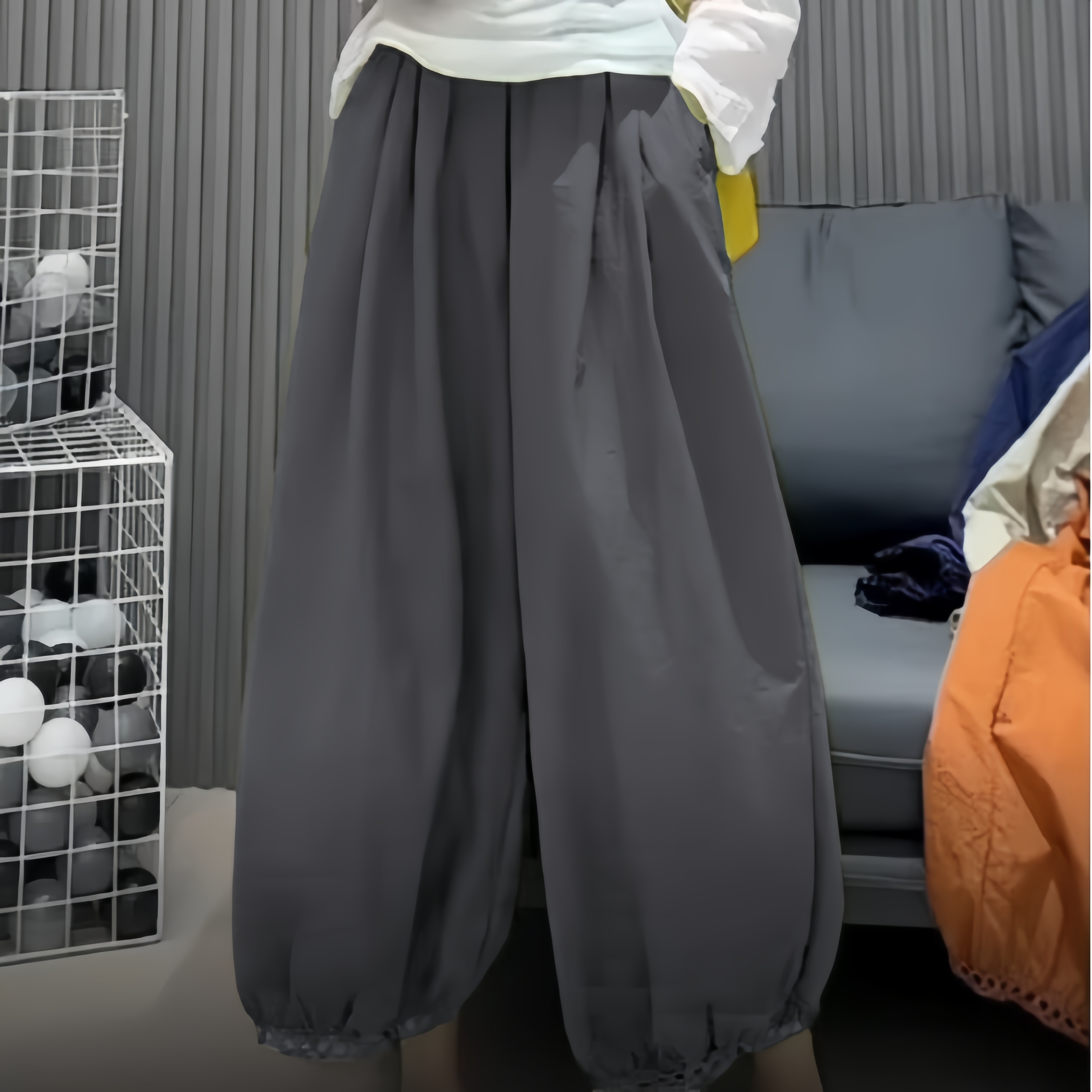 欧货高腰显瘦蕾丝花边休闲裤