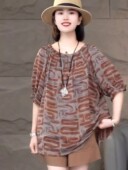 短袖 时尚 休闲防晒时尚 大码 2026夏季 宽松显瘦上衣百搭T恤衬衫 新款