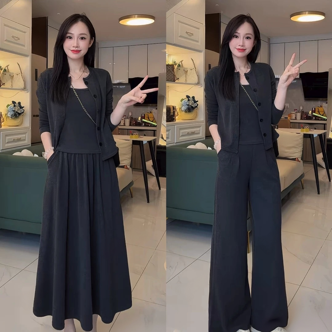 秋季法式韩系高级感三件套女