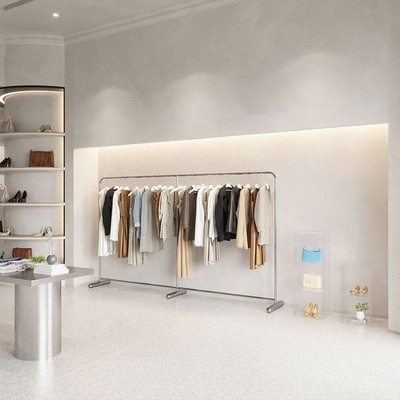 服装不锈钢拉丝银展示架挂衣架