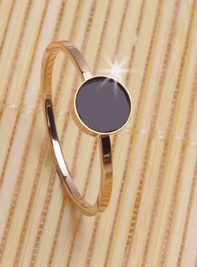 玫瑰金钛钢生日礼物戒指