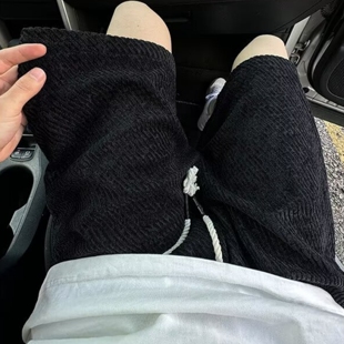 男夏季 宽松休闲运动五分裤 薄款 大码 子 沙滩中裤 褶皱肌理感胖子短裤