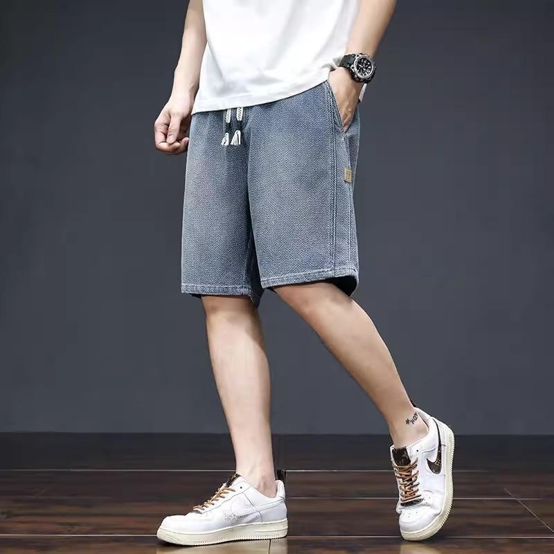 大码宽松牛仔短裤男士夏季薄款休闲中裤美式复古工装运动五分短裤