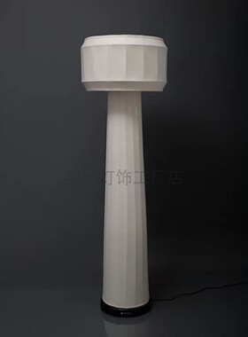 现代简约创意布艺落地灯白色圆柱形灯罩创意设计师款氛围灯客厅