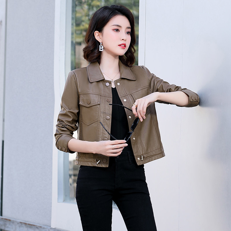 红袖谷官方旗舰店京东媛帆保罗允硕女装官网2022春依芭璐皮衣外套