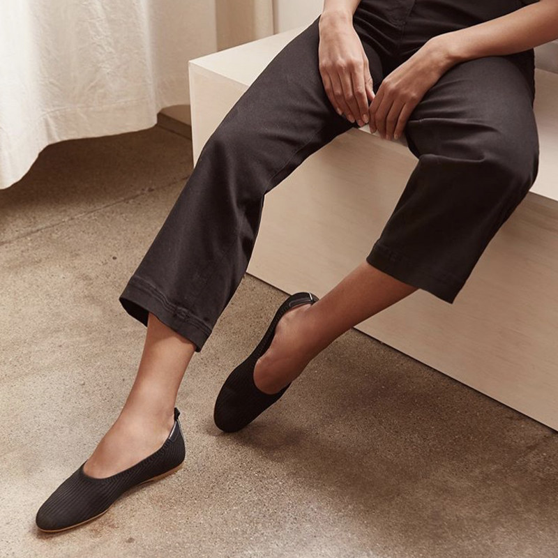 EVERLANE INSCHIC 짠 플랫 슈즈 여성 니트 발레 슈즈 이른 봄 부드러운 단독 임산부 할머니 신발