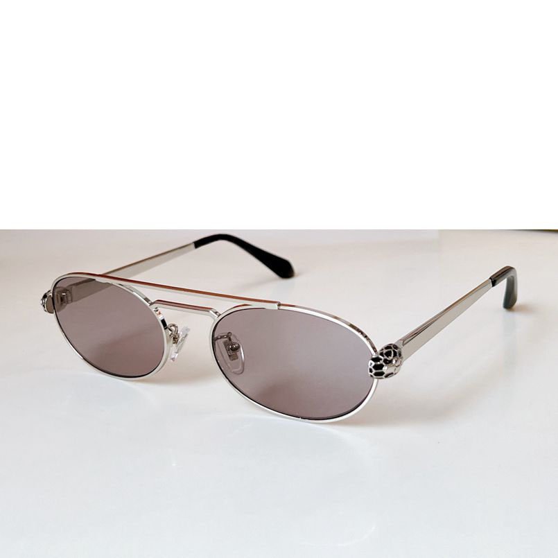 金属双梁椭圆小框太阳眼镜女士40083I优雅蛇头遮阳墨镜男时尚银粉