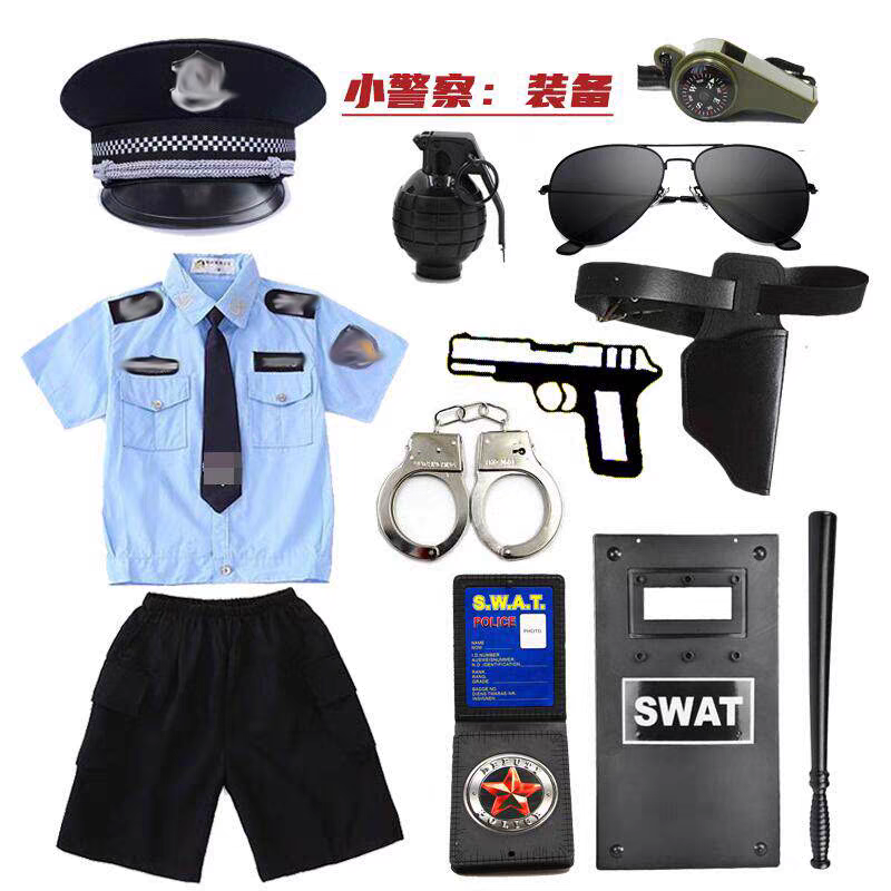 儿童警官衣服警服玩具套装警察服角色扮演交警演出服交通制服装备