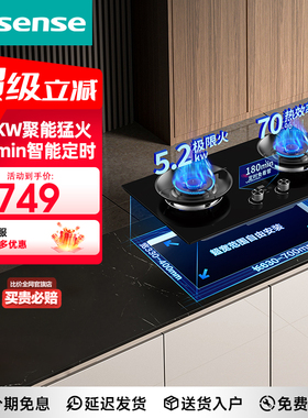 海信燃气灶嵌入式台嵌两用5.2大火力70%热效S2系列定时DB33天然气
