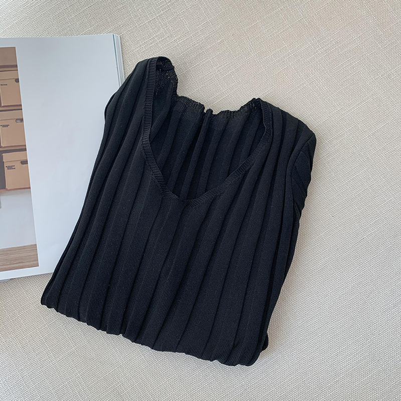 Real price ice silk short sleeve T-shirt 2021 spring new stretch slim knit bottom coat thin summer