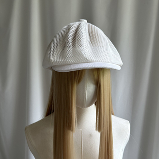 夏季特薄网眼白色透气八角报童帽休闲复古文艺男大头围女百搭日系