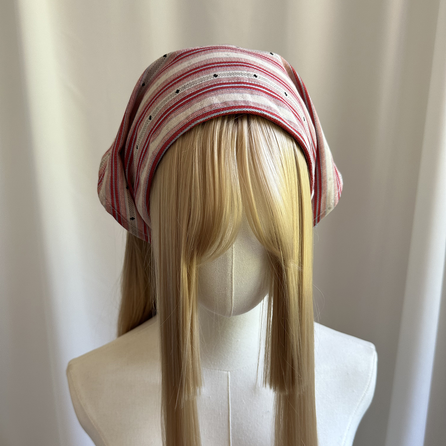 法式田园风三角头巾海边出游度假包头巾条纹百搭文艺复古氛围感