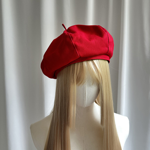 秋冬南瓜帽正红色大版型贝雷帽显脸小方圆脸甜美可爱气质八角画家