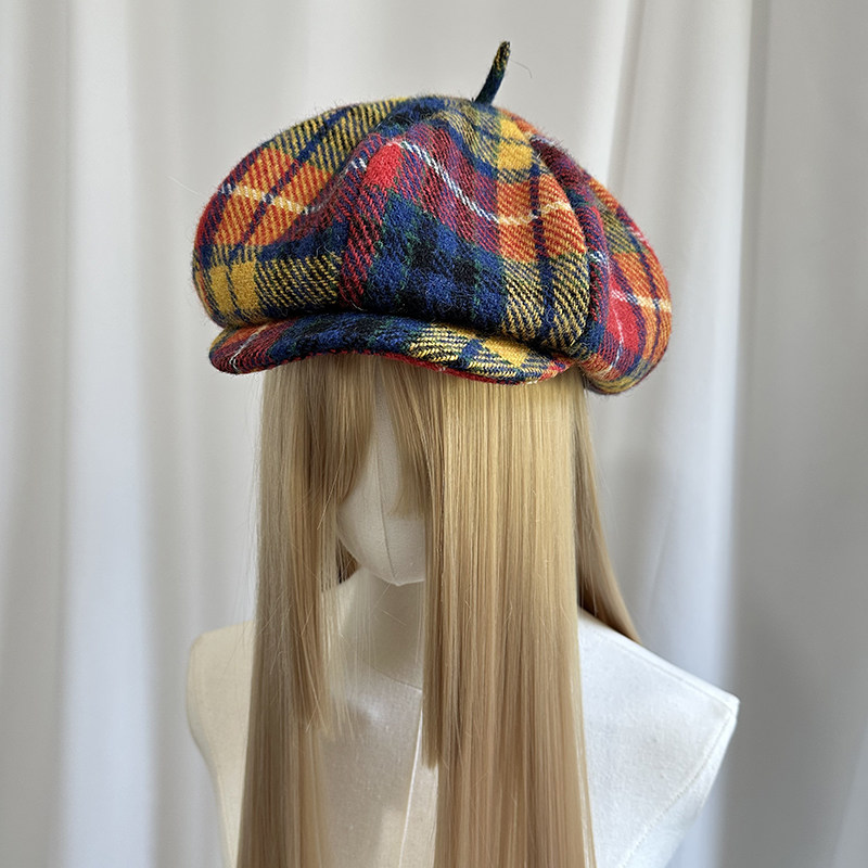 秋冬HarrisTweed蓓蕾帽保暖彩色多变戴法大版报童帽方圆脸纯羊毛