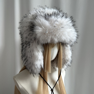 高品质加厚冬季防寒户外东北护耳毛毛男女个性皮毛一体雷锋帽潮酷