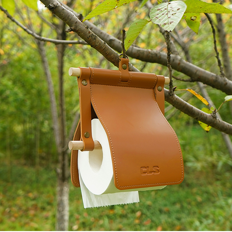 户外野餐新款纸巾架车载挂式纸巾盒卷纸固定架家用皮质卷纸器