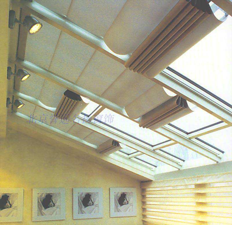 北京新款亚麻阳光房天棚帘折叠电动窗帘遮阳帘室内蜂巢帘定做