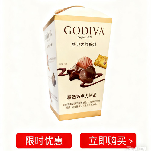 歌帝梵Godiva经典大师盒装混合夹心巧克力190g25颗办公室零食年