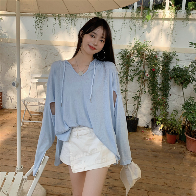 Real shot hole hooded sunscreen Shirt Tee