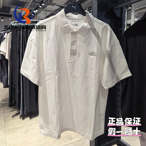 THE NORTH FACE北面纯白舒适刺绣透气休闲宽松短袖Polo衫男款8BWQ