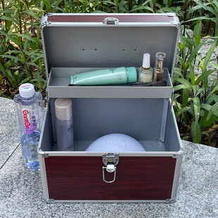 铝合金化妆箱手提双层大容量小号便携收纳箱盒专业带锁硬的化妆包